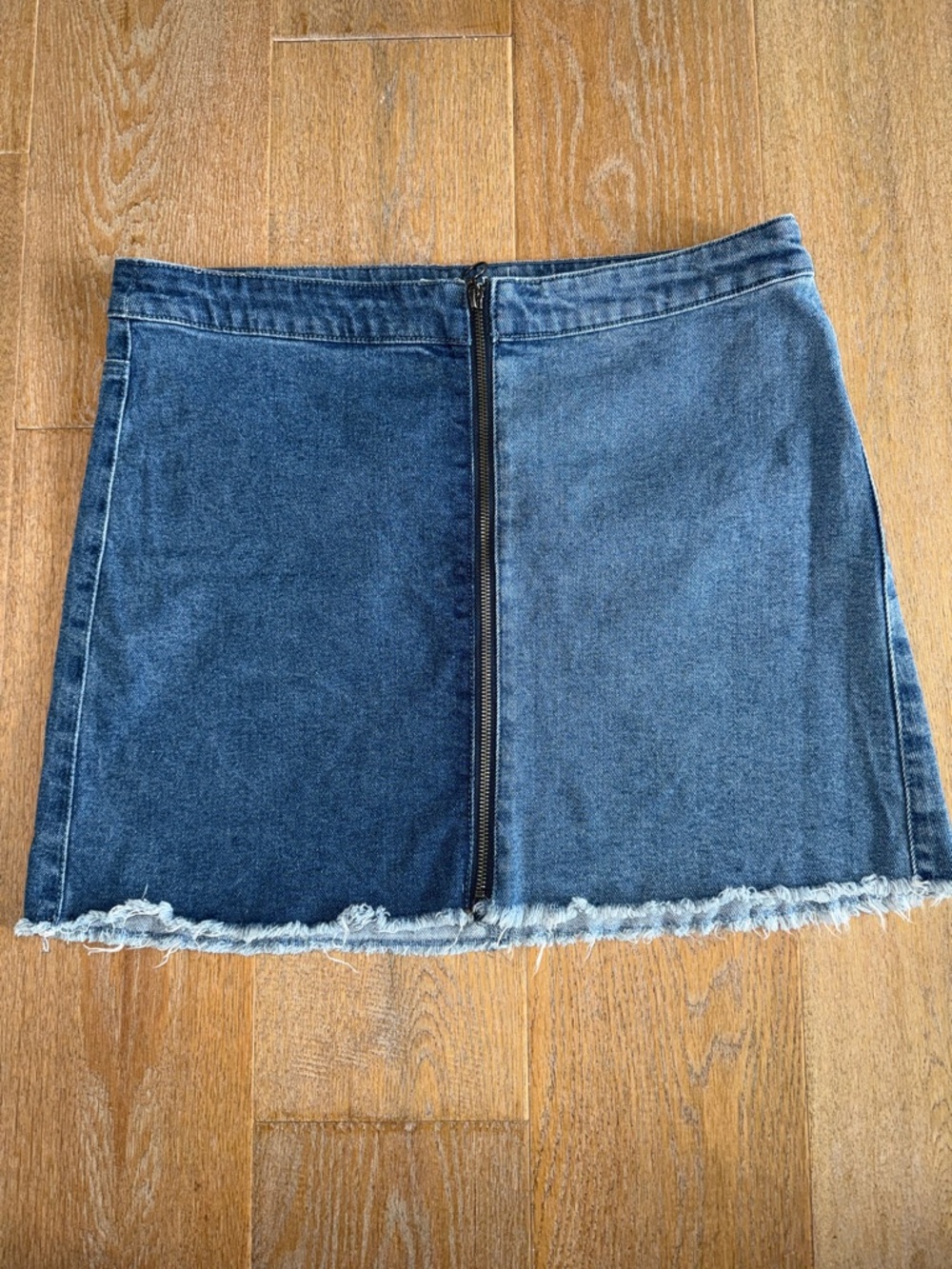 wild fable Two-Tone Blue Denim Zip-Front Mini Skirt